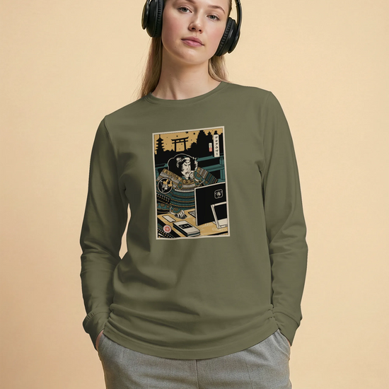 Samurai Programmer 2 Computer Science Ukiyo-e Unisex Long Sleeve Tee - Samurai Original