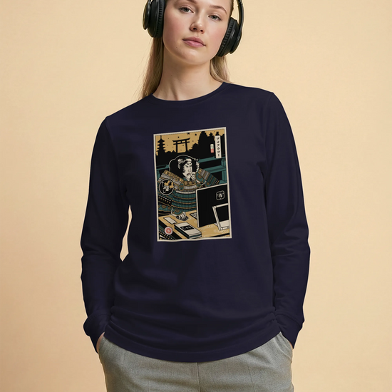Samurai Programmer 2 Computer Science Ukiyo-e Unisex Long Sleeve Tee - Samurai Original