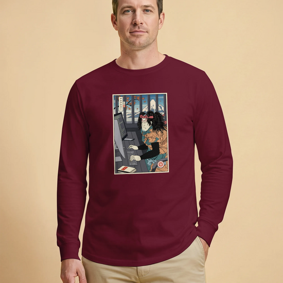 Samurai Programmer 3 Computer Science Ukiyo-e Unisex Long Sleeve Tee - Samurai Original