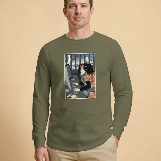 Samurai Programmer 3 Computer Science Ukiyo-e Unisex Long Sleeve Tee - Samurai Original