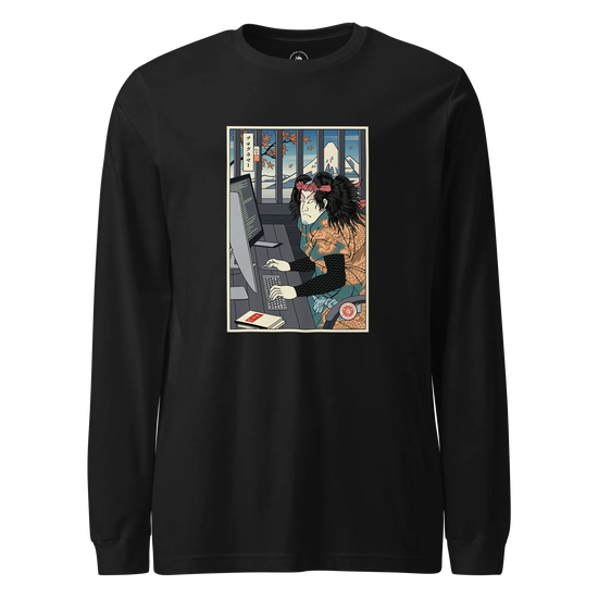 Samurai Programmer 3 Computer Science Ukiyo-e Unisex Long Sleeve Tee Black - Samurai Original