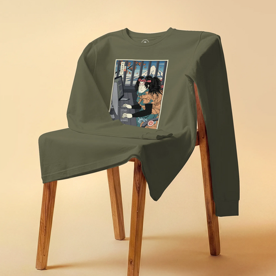 Samurai Programmer 3 Computer Science Ukiyo-e Unisex Long Sleeve Tee - Samurai Original