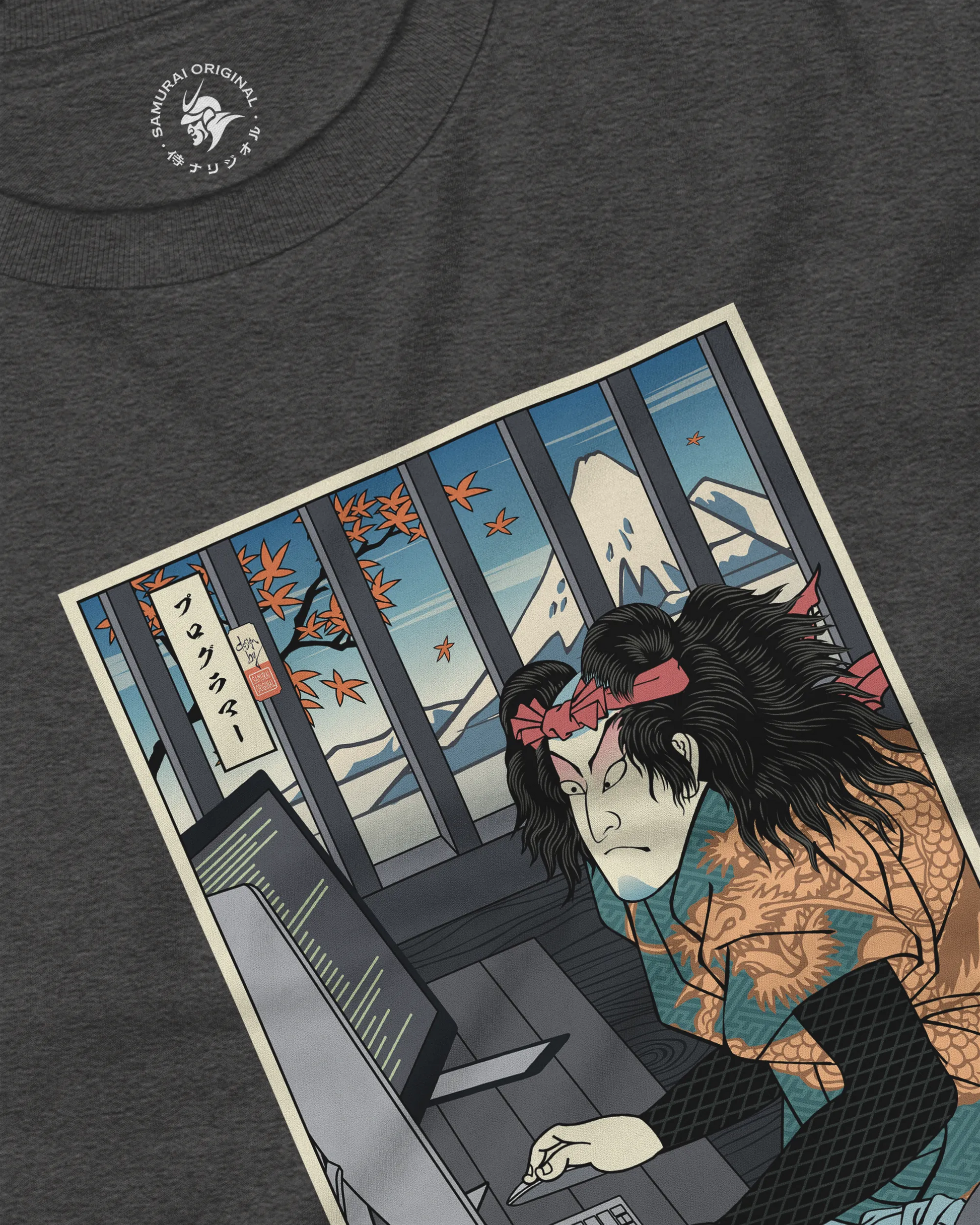 Samurai Programmer 3 Computer Science Ukiyo-e Unisex Long Sleeve Tee - Samurai Original