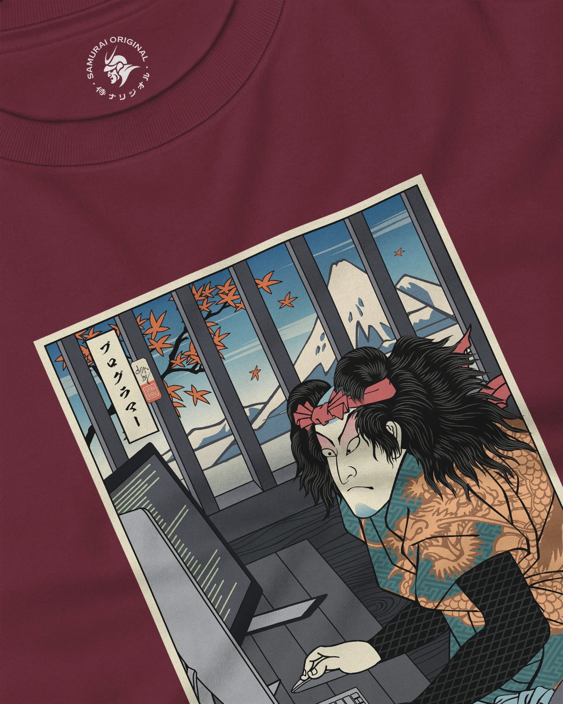 Samurai Programmer 3 Computer Science Ukiyo-e Unisex Long Sleeve Tee - Samurai Original