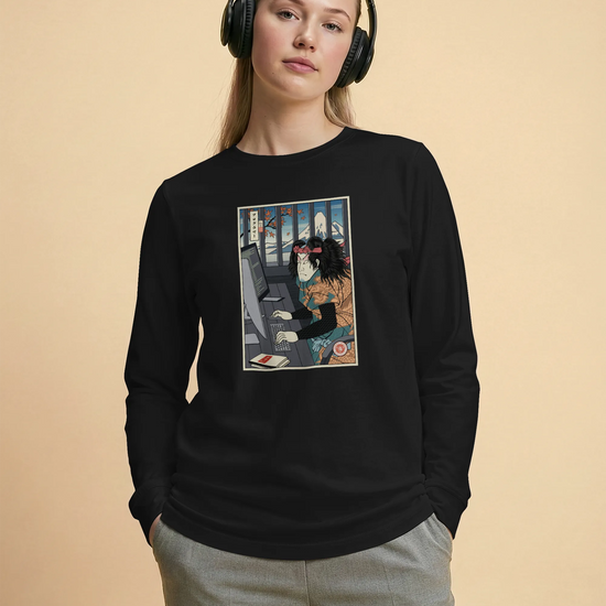 Samurai Programmer 3 Computer Science Ukiyo-e Unisex Long Sleeve Tee - Samurai Original