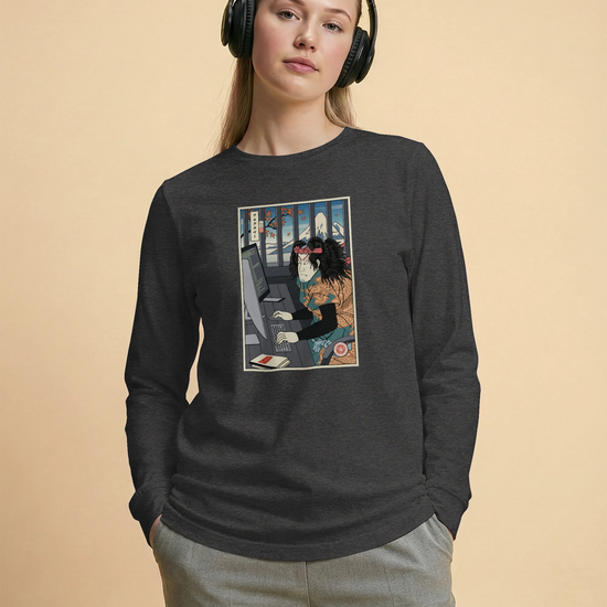 Samurai Programmer 3 Computer Science Ukiyo-e Unisex Long Sleeve Tee - Samurai Original