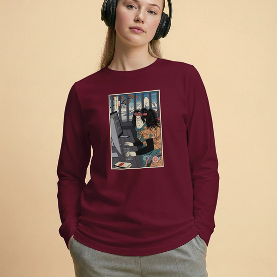 Samurai Programmer 3 Computer Science Ukiyo-e Unisex Long Sleeve Tee - Samurai Original
