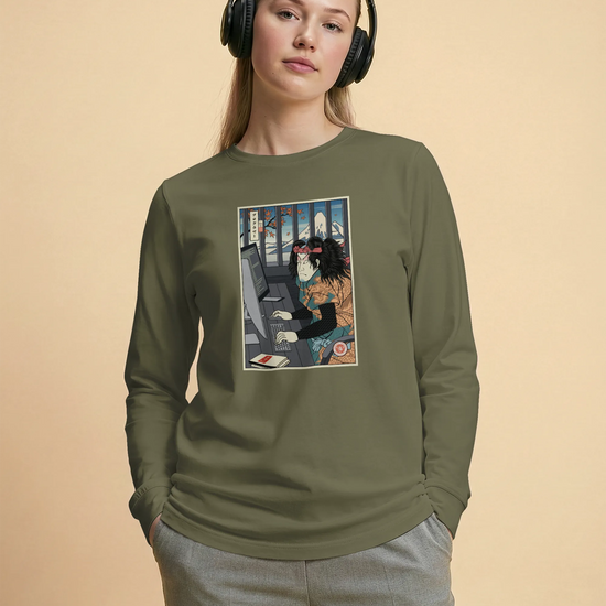 Samurai Programmer 3 Computer Science Ukiyo-e Unisex Long Sleeve Tee - Samurai Original