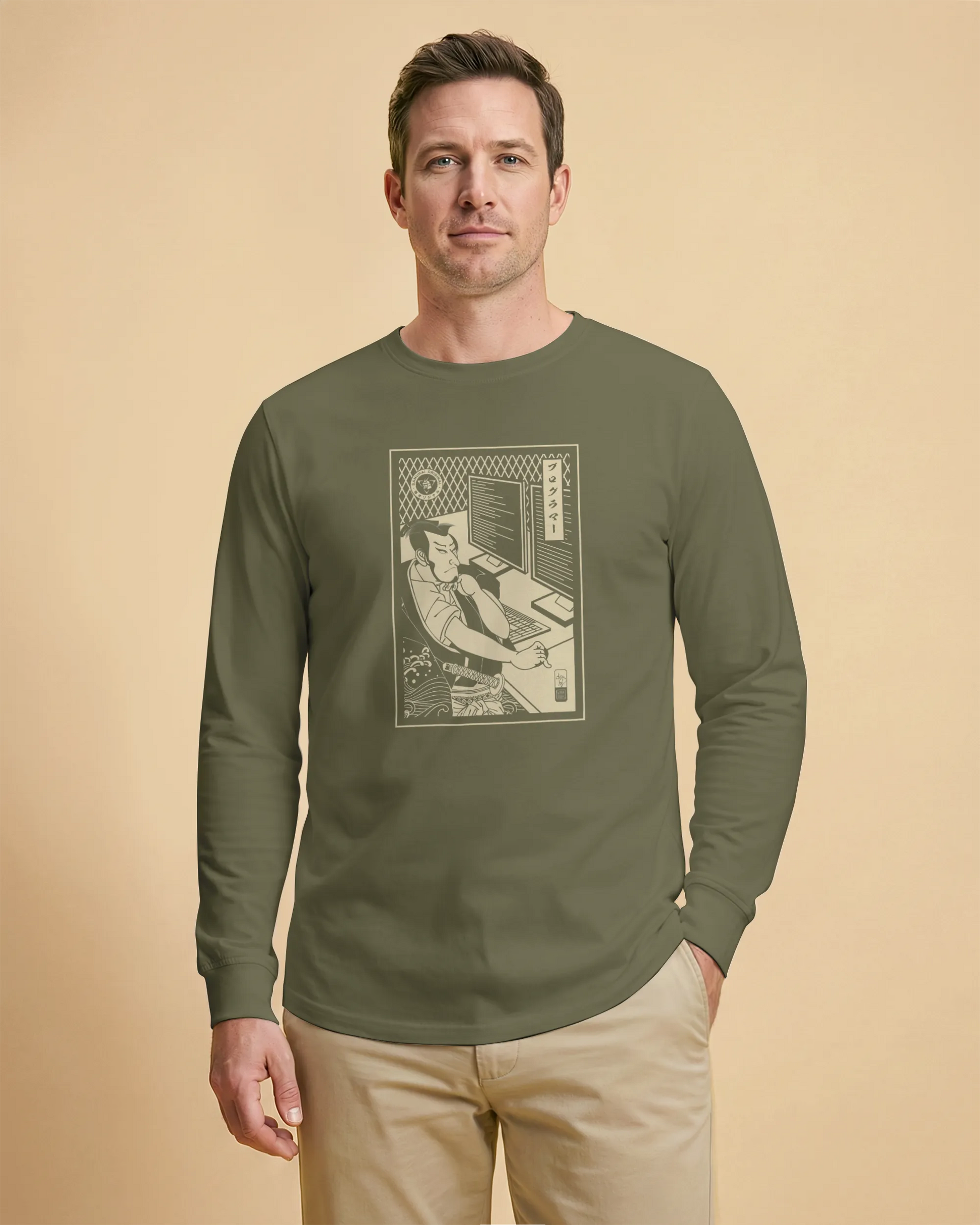 Samurai Programmer Computer Science Ukiyo-e Unisex Long Sleeve Tee - Samurai Original