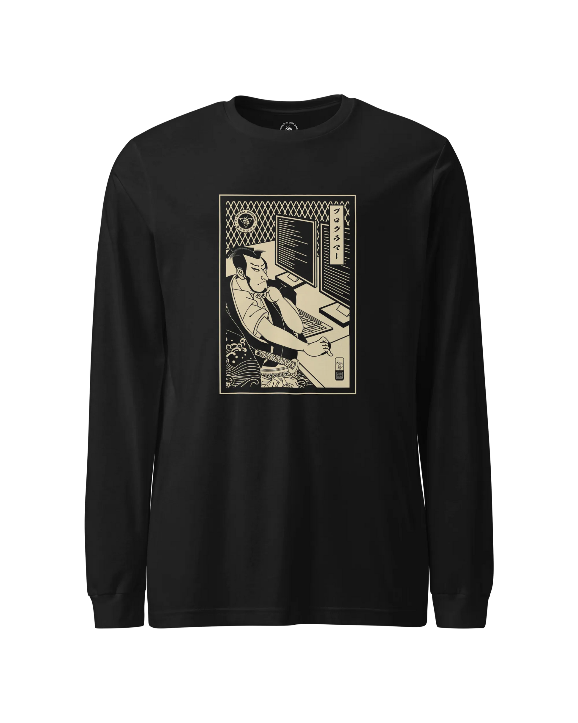 Samurai Programmer Computer Science Ukiyo-e Unisex Long Sleeve Tee Black - Samurai Original