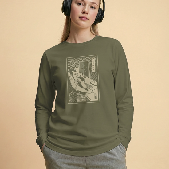Samurai Programmer Computer Science Ukiyo-e Unisex Long Sleeve Tee - Samurai Original