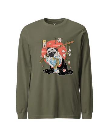 Samurai Pug Dog Ukiyo-e Unisex Long Sleeve Tee