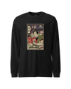 Samurai Reading Books Library Ukiyo-e Unisex Long Sleeve Tee Black - Samurai Original