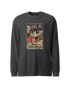 Samurai Reading Books Library Ukiyo-e Unisex Long Sleeve Tee Dark Grey Heather - Samurai Original