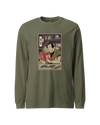 Samurai Reading Books Library Ukiyo-e Unisex Long Sleeve Tee Military Green - Samurai Original