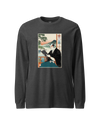 Samurai Reading Books Ukiyo-e Unisex Long Sleeve Tee No.2 Dark Grey Heather - Samurai Original