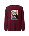Samurai Reading Books Ukiyo-e Unisex Long Sleeve Tee No.2 Maroon - Samurai Original