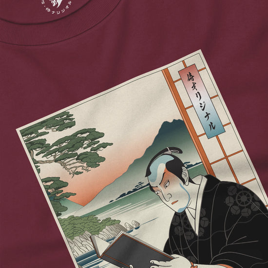 Samurai Reading Books Ukiyo-e Unisex Long Sleeve Tee No.2 - Samurai Original
