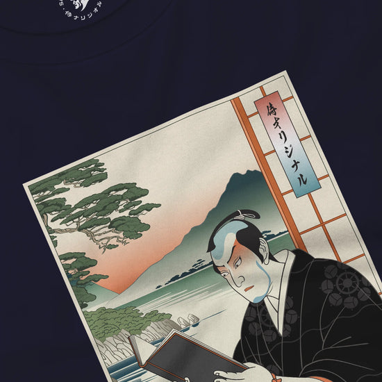 Samurai Reading Books Ukiyo-e Unisex Long Sleeve Tee No.2 - Samurai Original