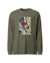 Samurai Rock Climbing Extreme Sport Ukiyo-e Unisex Long Sleeve Tee Military Green - Samurai Original