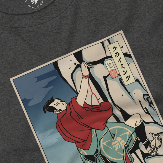 Samurai Rock Climbing Extreme Sport Ukiyo-e Unisex Long Sleeve Tee - Samurai Original