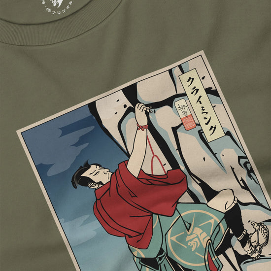 Samurai Rock Climbing Extreme Sport Ukiyo-e Unisex Long Sleeve Tee - Samurai Original