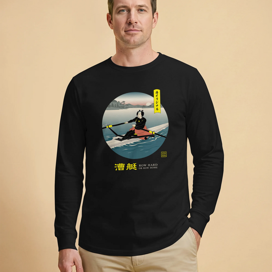 Samurai Rowing Japanese Ukiyo-e Unisex Long Sleeve Tee - Samurai Original