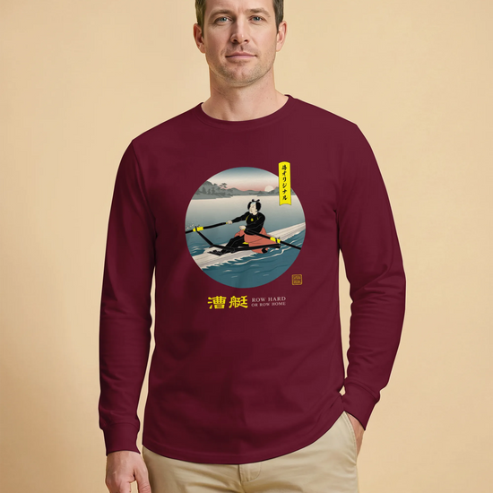Samurai Rowing Japanese Ukiyo-e Unisex Long Sleeve Tee - Samurai Original