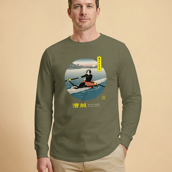 Samurai Rowing Japanese Ukiyo-e Unisex Long Sleeve Tee - Samurai Original
