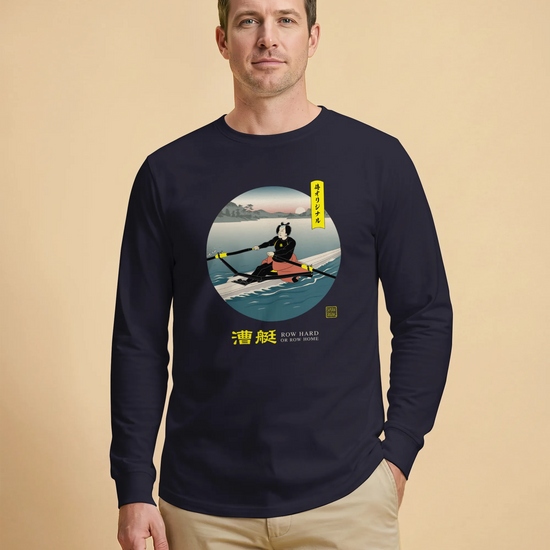 Samurai Rowing Japanese Ukiyo-e Unisex Long Sleeve Tee - Samurai Original