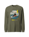 Samurai Rowing Japanese Ukiyo-e Unisex Long Sleeve Tee Military Green - Samurai Original