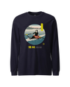 Samurai Rowing Japanese Ukiyo-e Unisex Long Sleeve Tee Navy - Samurai Original