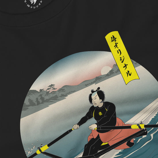 Samurai Rowing Japanese Ukiyo-e Unisex Long Sleeve Tee - Samurai Original