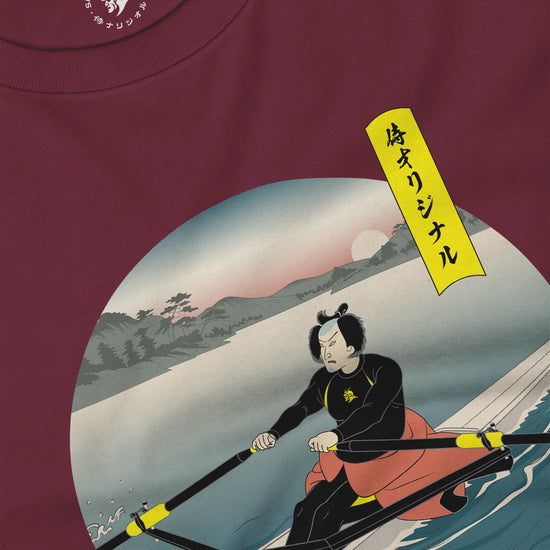 Samurai Rowing Japanese Ukiyo-e Unisex Long Sleeve Tee - Samurai Original