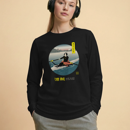 Samurai Rowing Japanese Ukiyo-e Unisex Long Sleeve Tee - Samurai Original