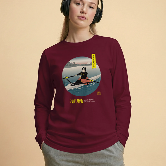 Samurai Rowing Japanese Ukiyo-e Unisex Long Sleeve Tee - Samurai Original
