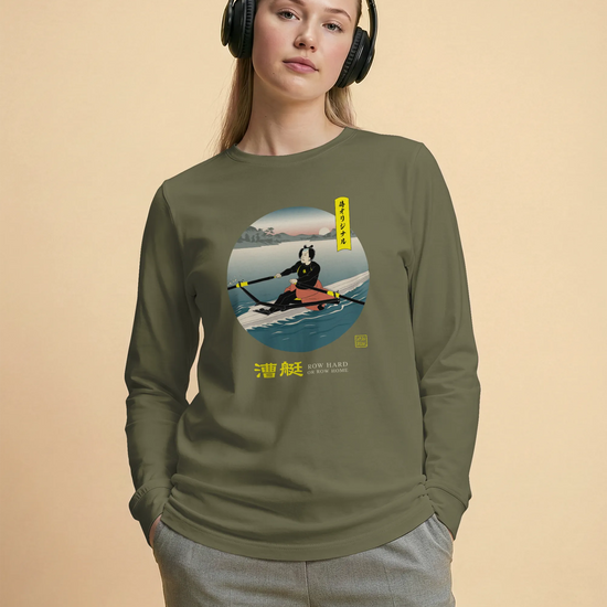 Samurai Rowing Japanese Ukiyo-e Unisex Long Sleeve Tee - Samurai Original