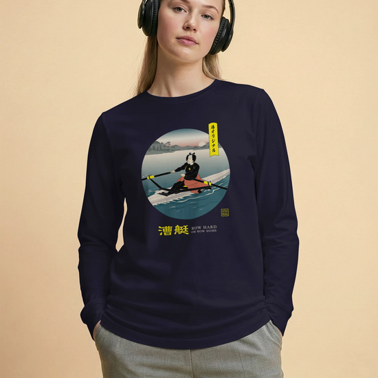 Samurai Rowing Japanese Ukiyo-e Unisex Long Sleeve Tee - Samurai Original