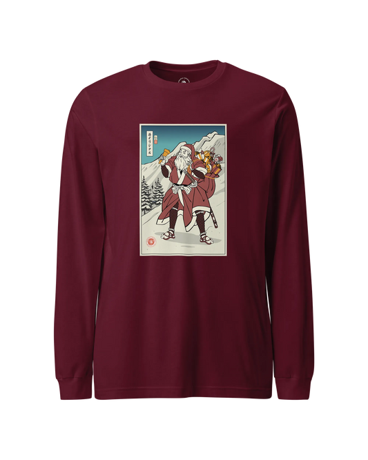 Samurai Santa Claus Merry Christmas Ukiyo-e Funny Unisex Long Sleeve Tee