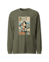 Samurai Save Water Drink Beer Ukiyo-e Funny Saying Unisex Long Sleeve Tee Military Green - Samurai Original