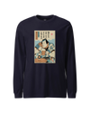 Samurai Save Water Drink Beer Ukiyo-e Funny Saying Unisex Long Sleeve Tee Navy - Samurai Original