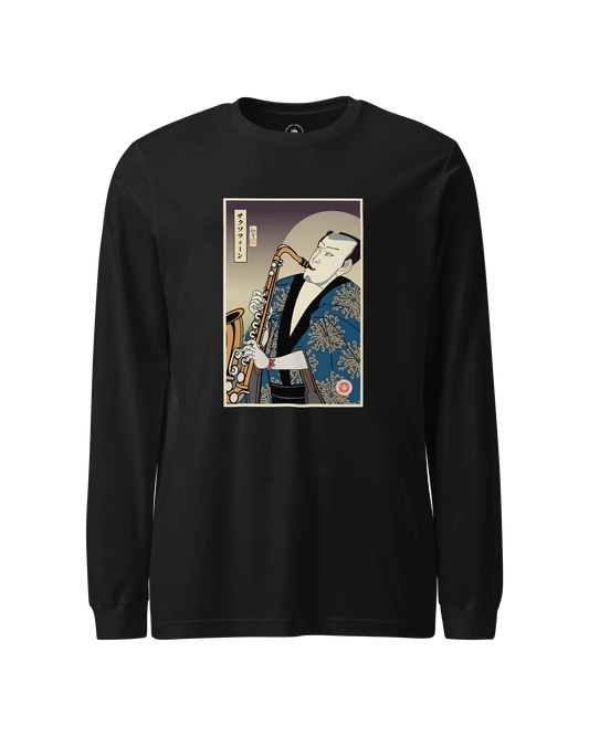 Samurai Saxophone Music Ukiyo-e Unisex Long Sleeve Tee