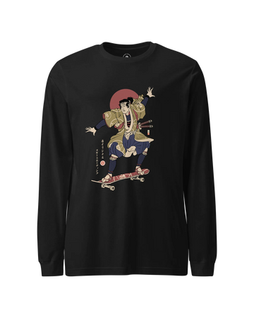 Samurai Skateboard Ukiyo-e Unisex Long Sleeve Tee