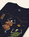 Samurai Skeleton Dance Halloween Japanese Ukiyo-e Unisex Long Sleeve Tee