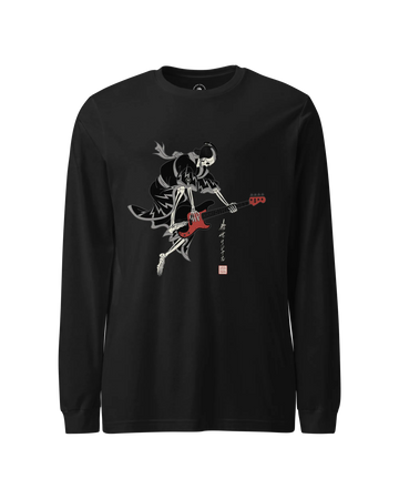 Samurai Skeleton Guitar Bass Japanese Ukiyo-e Unisex Long Sleeve Tee No.9