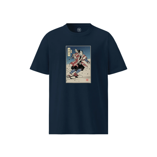 Samurai Ski Winter Sport Ukiyo-e Unisex organic t-shirt No.2