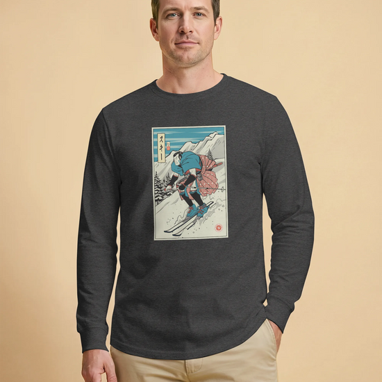 Samurai Ski Winter Sport Ukiyo-e Unisex Long Sleeve Tee - Samurai Original