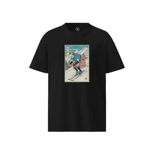 Samurai Ski Winter Sport Ukiyo-e Unisex organic t-shirt No.1
