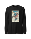 Samurai Ski Winter Sport Ukiyo-e Unisex Long Sleeve Tee Black - Samurai Original