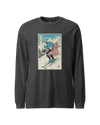 Samurai Ski Winter Sport Ukiyo-e Unisex Long Sleeve Tee Dark Grey Heather - Samurai Original